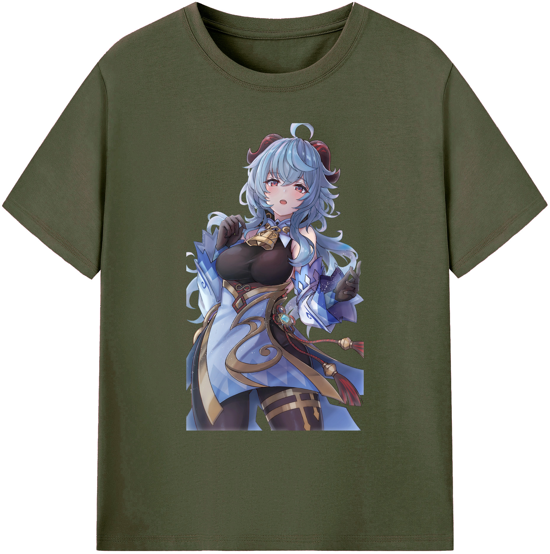 げんし神 甘雨 かんう genshin Ganyu 綿100％ メンズ半袖Tシャツ｜肌触りやわらか＆通気性